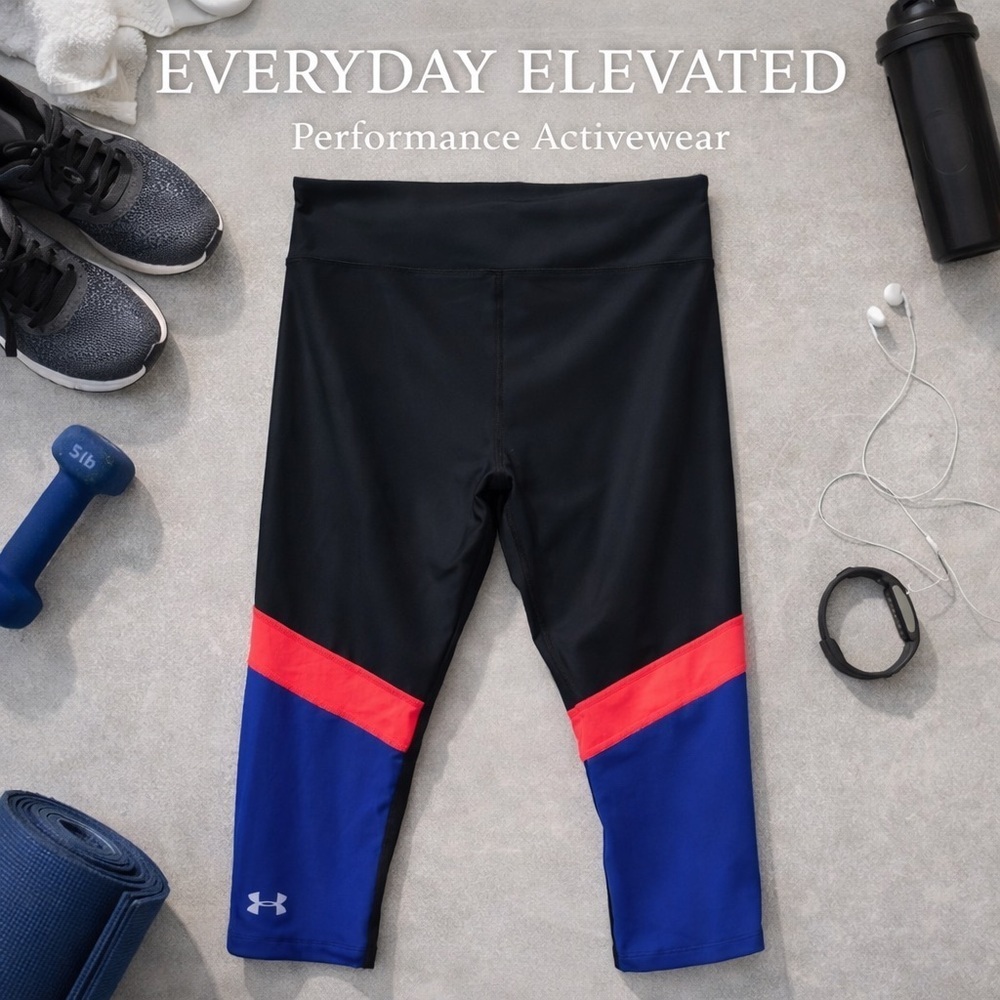 Under Armour Women’s Cropped Leggings | Colorblock Performance Activewear | M